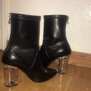 Clear heel Booties